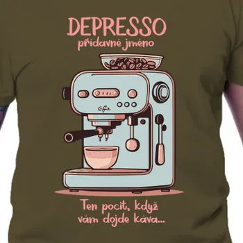 Pánské tričko Tričko Vtipná | Tričko Káva DEPRESSO