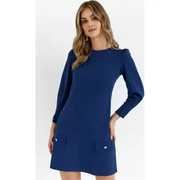 Dámské šaty K148 Trapézové šaty - tmavě modré EU L