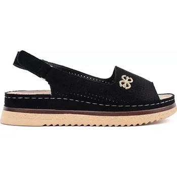 Dámské sandále Stylové dámské sandály černé na plochém podpatku 41