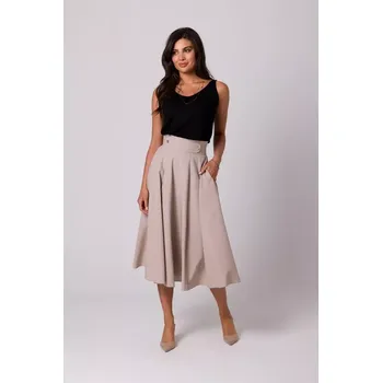 Dámská sukně B265 Sukně s vysokým pasem - béžová EU S