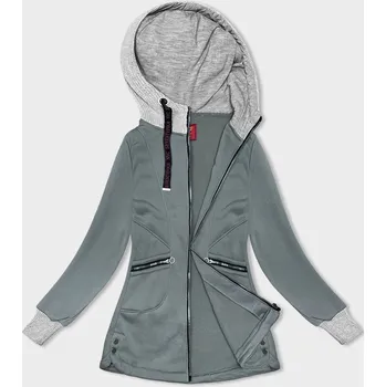 Dámská mikina Šedozelená dámská mikina se svetříkovou kapucí (AMG-312A) odstíny zelené S (36)