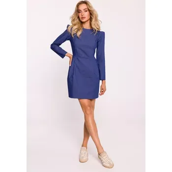 Dámské šaty M805 Mini šaty s dlouhými rukávy - modré EU M
