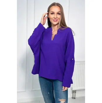 Dámská halenka Mušelínová halenka s ohrnutými rukávy tmavě fialová UNI