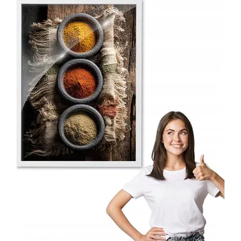 Obraz Obraz s rámem, vzor KOŘENÍ V HMOŽDÍŘÍCH, bílý rámeček 30x40 do kuchyně