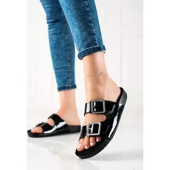 Dámské žabky Komfortní nazouváky dámské černé bez podpatku 38