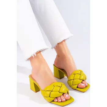 Dámské žabky Pohodlné nazouváky zelené dámské na širokém podpatku 38