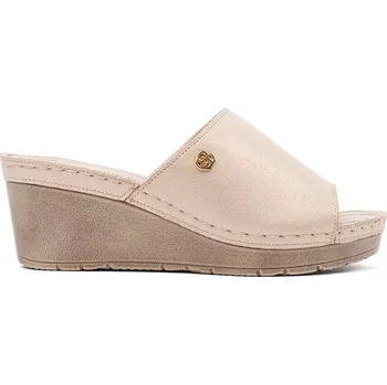 Dámské žabky Komfortní nazouváky dámské hnědé na klínku 41