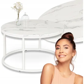 Konferenční stolek Konferenční stolek Mebel Elite kulatý 80 x 80 x 46 cm bílý