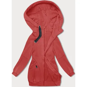 Dámská mikina Červená volná dlouhá dámská mikina se stahovacími lemy (AMG-332A) odcienie czerwieni M (38)