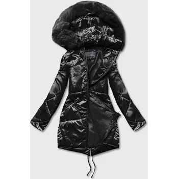 Černá dámská bunda pro přechodné období s kapucí (b8091-1) odstíny černé 48