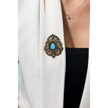 Dámská halenka Brož XZ459-109 zlato + modrá UNI