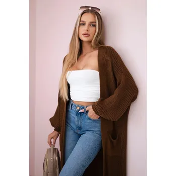 Dámský svetr Svetr dlouhý kardigan čokoláda UNI