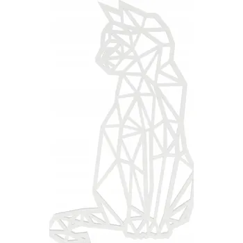 Obraz NÁSTĚNNÁ DEKORACE PROLAMOVANÝ OBRAZ VELKÝ BÍLÝ GEOMETRICKÝ KOČKA KOTĚ 3D 52 CM