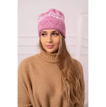Čepice Dámská čepice Kira K374 tmavě růžová+bílá UNI