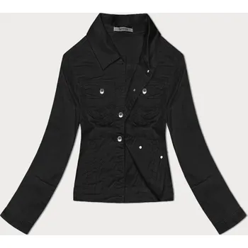 Černá dámská džínová plus size bunda na knoflíky (W028-B) odstíny černé 52