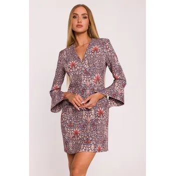 Dámské šaty M877 Šaty s potiskem a širokými manžetami - model 2 EU XL