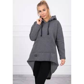 Dámská mikina Zateplená mikina s dlouhými zády a kapucí v grafitové barvě UNI