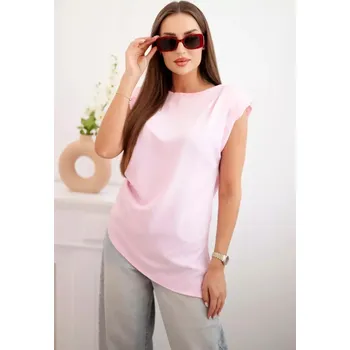 Dámská halenka Elegantní dámská halenka s volánky a asymetrickým střihem Candy růžová UNI