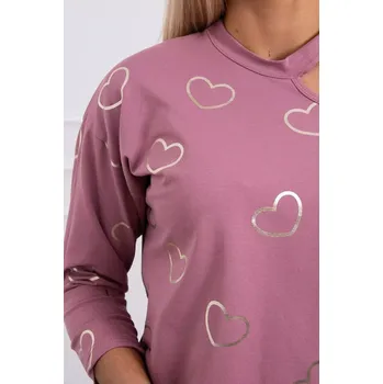 Halenka s potiskem srdce tmavě růžová UNI