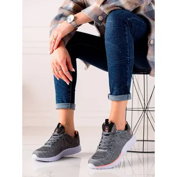 Dámské tenisky Designové šedo-stříbrné dámské tenisky bez podpatku 37