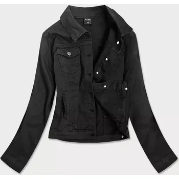 Jednoduchá černá dámská džínová bunda s kapsami (SA40) odstíny černé XL (42)