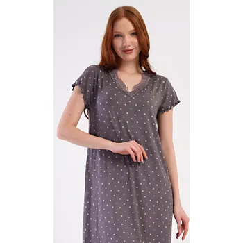 Dámská noční košile s krátkým rukávem Samanta hnědá 3XL