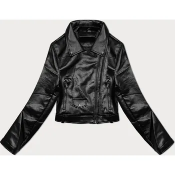 Černá kožená bunda s klopami J Style (11Z8128) odstíny černé XL (42)