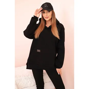 Dámská halenka Dámský komplet bavlněný mikina s kapucí a legíny s vysokým pasem černý UNI