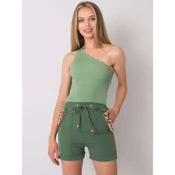 Dámské kalhoty Khaki šortky s ozdobnými řetízky M