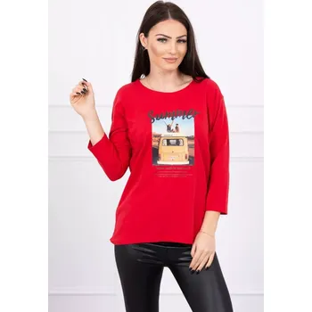 Dámská halenka Halenka s potiskem Letní auto červená UNI