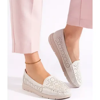Dámské mokasíny Moderní mokasíny dámské bílé bez podpatku 40