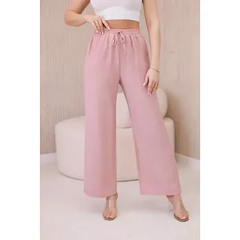 Dámské kalhoty Viskózové kalhoty se širokými nohavicemi tmavě pudrově růžová UNI