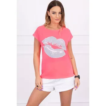 Halenka s potiskem rtů růžová neonová UNI