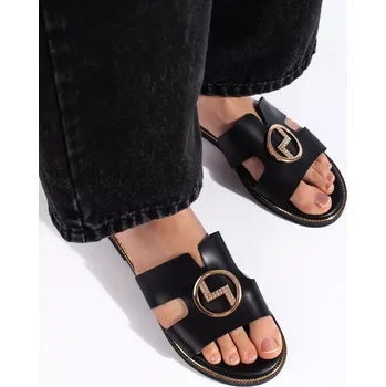 Dámské žabky Luxusní nazouváky černé dámské na klínku 36