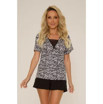 Dámská halenka DÁMSKÁ SOUPRAVA 747 SAVANNAH černá a bílá 2XL