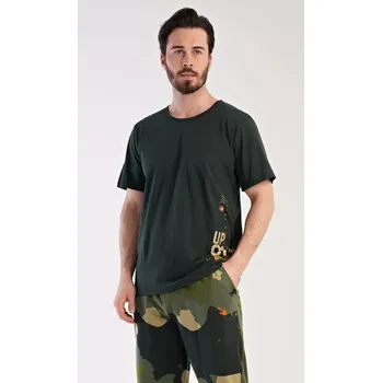 Pánské pyžamo Pánské pyžamo dlouhé Army černá M