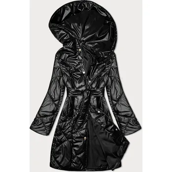 Černá prošívaná bunda s páskem S'West (B8249-1) odstíny černé S (36)