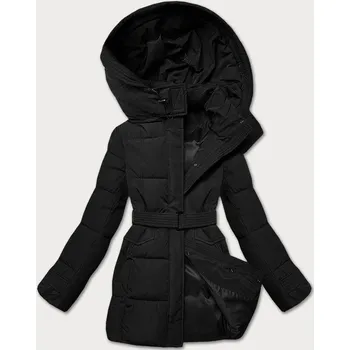 Dámská bunda Černá vypasovaná zimní bunda s opaskem (23MY-207) odstíny černé XXL (44)
