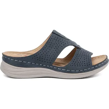 Dámské žabky Jedinečné nazouváky dámské modré na plochém podpatku 40