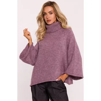 Dámský svetr M822 Trapézový svetr s rolákem - heather EU UNI
