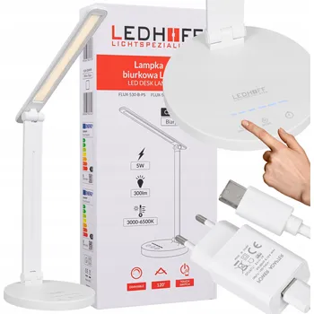 Lampička LED Stolní Lampa Bílá Stmívatelná 3 BARVY Školní Nastavitelná