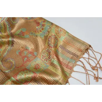 Šála Hedvábná šála Jamawar střední - Bronzová