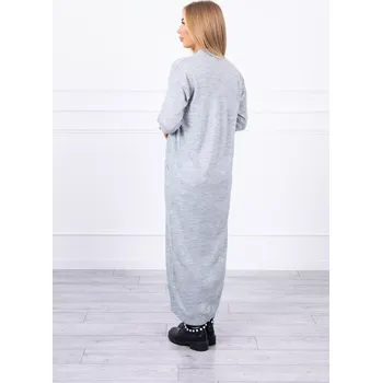 Dámský svetr Svetr dlouhý svetr vázaný v pase šedý UNI