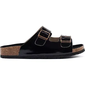 Dámské žabky Pěkné černé dámské nazouváky na plochém podpatku 36