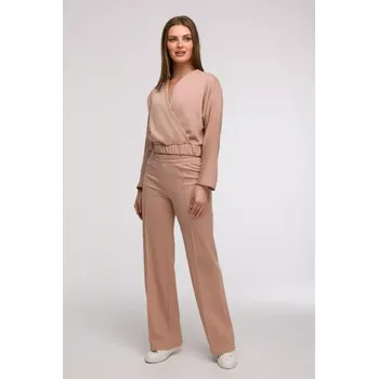 Dámské kalhoty B296 Široké kalhoty s předními švy - mocca EU L