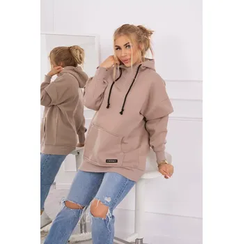 Dámská mikina Zateplená mikina s polovičním zipem tmavě béžová UNI