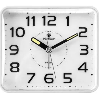 Budík Budík s hodinami Perfect, bílý, 10,5 cm
