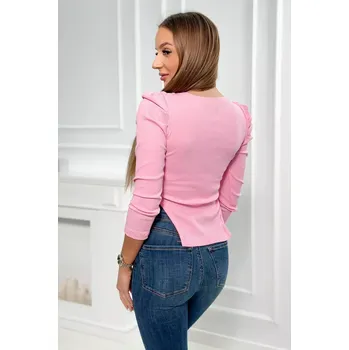 Halenka s buffovými rukávy světle růžová UNI