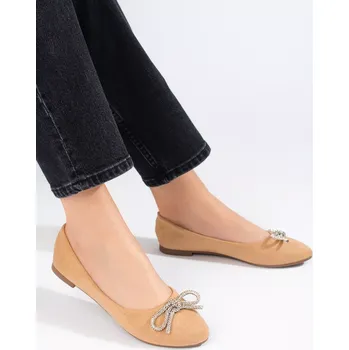 Dámské baleríny Klasické dámské hnědé baleríny bez podpatku 38