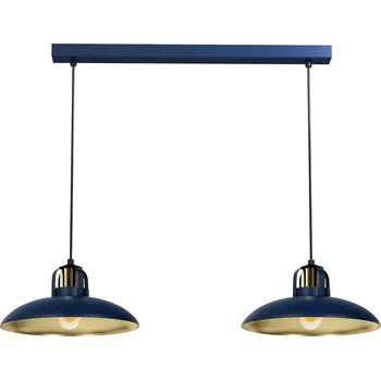 Závěsné svítidlo Felix, 2x zlaté/tmavě modré kovové stínítko, db/g